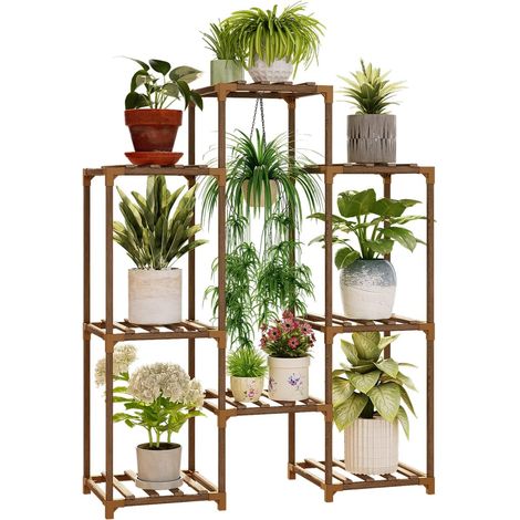 Support Plantes Intérieur en Bois, Étagère Plante à Plusieurs Niveaux, Porte Plante Intérieur et Support Plante Échelle, Porte Plante Extérieur pour Usage Intérieur et Extérieur (1/5)