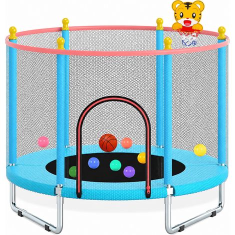 Kindertrampolin 150 cm mit Sicherheitsnetz und Basketballkorb bis 200 kg – Trampolin – Indoor-Outdoor (1/5)