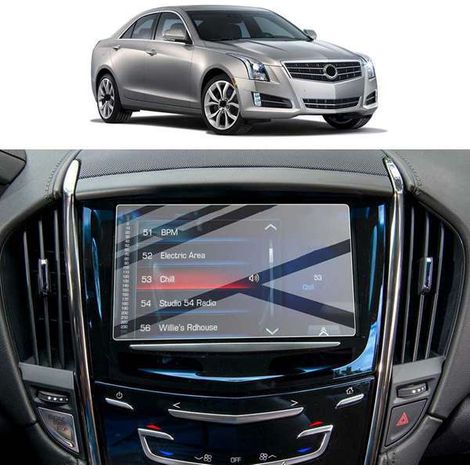 Eine transparente Displayschutzfolie aus gehärtetem Glas für das Infotainmentsystem eines Autos mit 8-Zoll-Zentralsteuerung und Navigationssystem. (1/4)
