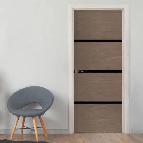 Kit Rénovation Porte – 890544 – Bois FSC Mixte 70% – Chêne fumé – Thermocollant – Profilés alu – Rénovation intérieure (1/5)