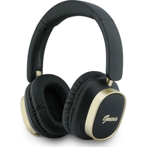 Cuffie circumaurali Guess Bluetooth ENC con scritta in metallo rettangolare e design nero. (1/5)