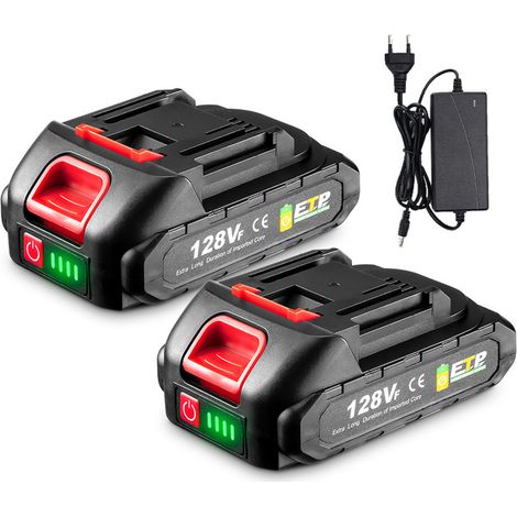 2XBatteria 128 VF, batteria sostituita al litio con display LED per la batteria Makita 18V serie B con indicatore della batteria (1/5)