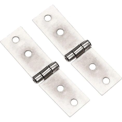 2 charnières argentées 74 x 20 mm pour porte de coffre ou armoire, 4 trous, pour bijoux (1/5)