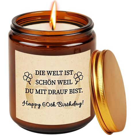 Duftkerze im Glas Lavendel 60. Geburtstag Geschenk für Frauen Mama Oma