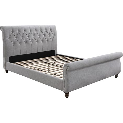 Letto 160 x 200 cm con testata trapuntata - Grigio - BALANSANO (1/3)