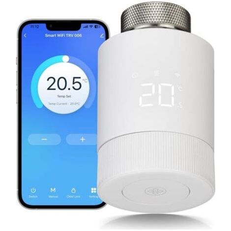 Connected and Smart Thermostat, WiFi Thermostatic Radiator Valve, Programmable Thermostat Head Tuya Window Detection Thermostat, Compatible with Alexa & Google Assistant (1/4)
