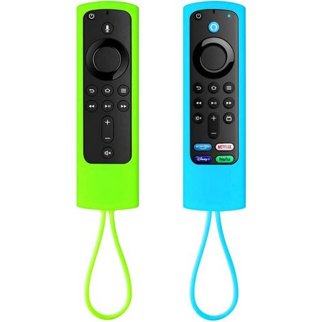 Étui de protection pour télécommande (lueur dans le noir), étui de protection en silicone pour Fire TV Stick 4k - vert brillant et bleu ciel (1/5)