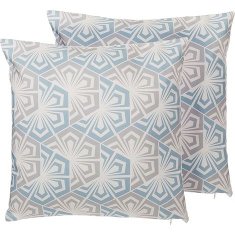 Dekokissen 2er Set PRIMROSE 45 x 45 cm Hellblau Ikates Muster (1/5)