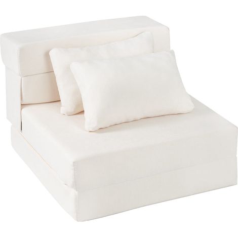 3-in-1 Chenille Sofa Bed with 2 Cushions, Beige