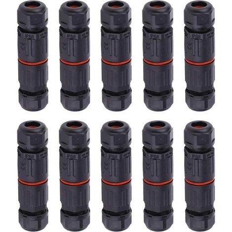 10 Stück IP68 wasserdichter elektrischer Kabelstecker, 3-polige wasserdichte Steckverbinder für Außensteckdose, wasserdichter Kabelverbinder (1/5)