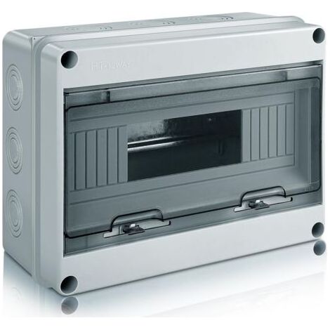 Coffret Electrique Etanche Exterieur, IP65 Boîtier de Distribution en Saillie 12 Modules avec Terminaux, ABS de Surface en Plastique pour une Utilisation à l'extérieur (12 MODULE) (1/5)