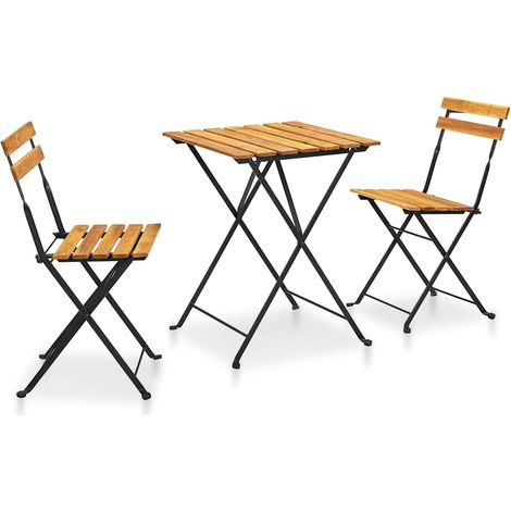 Set da Bistrot 3 pz Salotto da Giardino Pieghevole in Legno Massello di Acacia (1/5)