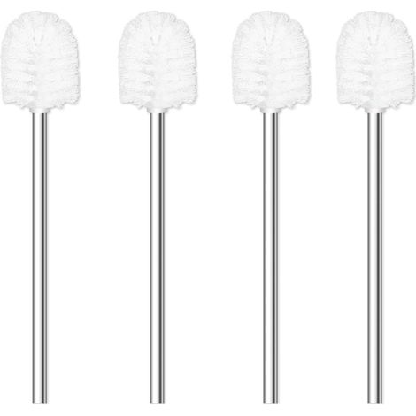 Brosse WC, lot de 4 pièces, Ø 7,5 cm, Brosses WC avec poignée en acier inoxydable, Brosses WC debout en acier inoxydable pour salle de bain, toilettes, ergonomique, élégant, durable (Blanc) (1/5)