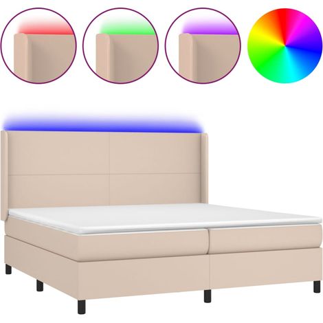 Maison Exclusive - Box spring postel matrace a LED cappuccino 200x200cm umělá kůže (1/5)
