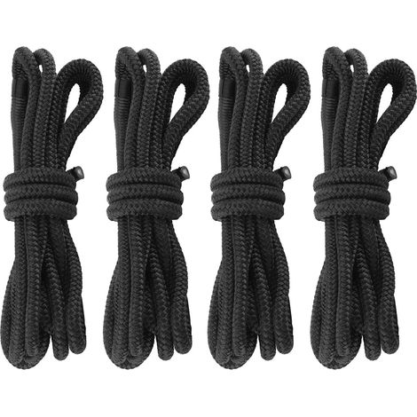 Lot de 4 cordes d'amarrage en nylon pour bateau - Avec œillet - Diamètre : 12 mm - Longueur : 4,5 m - Noir (1/5)