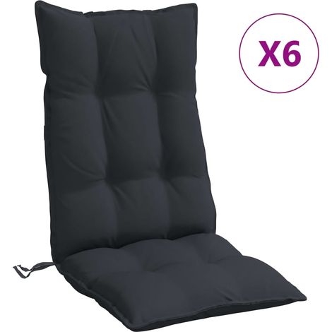 Coussins de chaise à dossier haut lot de 6 noir tissu oxford (1/5)