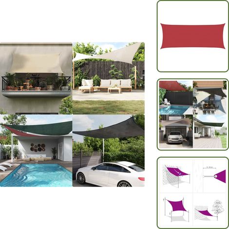 The Living Store Toldo de vela rojo HDPE 160 g/m² 2x5 m - Toldo HDPE