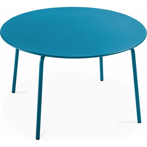 Table de jardin ronde en acier bleu pacific - Palavas (1/3)