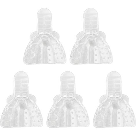 Empreinte dentaire plateau jetable perforé transparent plastique moule dentaire pour réparation prothèse 5 pièces supérieures (1/5)