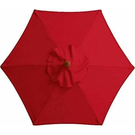 Ersatz-Sonnenschirmbezug – 6 Streben – 2 m/2,7 m/3 m – wasserdicht – UV-beständig – Ersatzstoff (2,7 m / 8,9 Fuß, Rot)