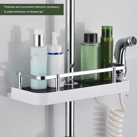 SABIR-Étagère de douche suspendue (blanche) - ABS chromé (1/4)