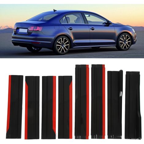 2M Seitenschweller für Autos, 8-teilig, universell, glänzend schwarz mit rotem Rand. (1/5)