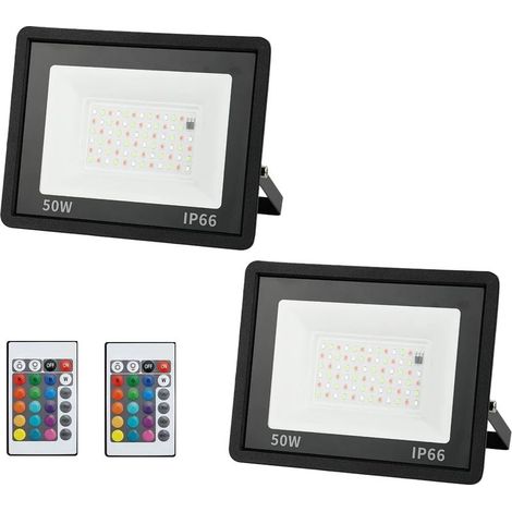 2 Projecteur LED, RGB 50W,220V,16 Couleurs, IP66, Télécommande,pour garage, cour, patio, aire de jeux (1/5)