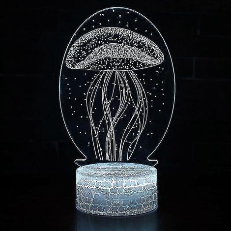 Veilleuse LED illusion méduse 3D, 7 couleurs changeantes, lampe de table/bureau pour chambre ou bureau (1/5)