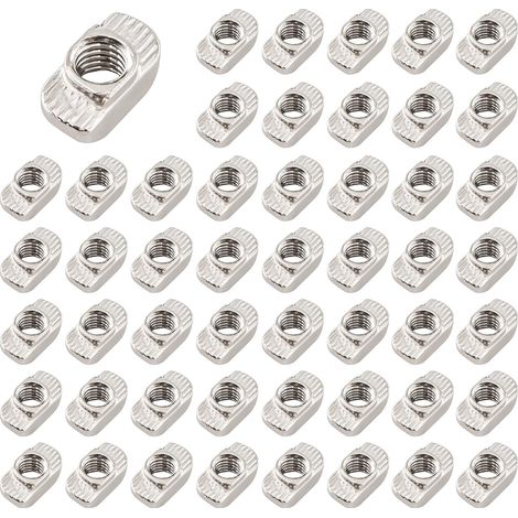 Lot de 50 écrous à tête de marteau - Avec fente en T - Écrous à rainure en T - Écrous de marteau M6 galvanisés - Profil en aluminium - Fente d'extrusion - Norme européenne (EU30-M6 x 16 x 8) (1/5)