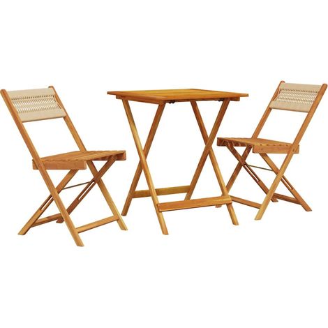Set da Bistrot 3 pz Salotto da Giardino Beige in Polipropilene e Legno Massello (1/5)