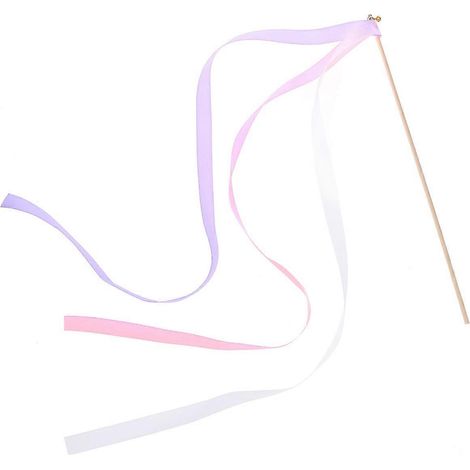 20 bâtonnets à ruban féeriques avec petite clochette, baguettes décoratives pour mariage et fêtes (rose) (1/5)