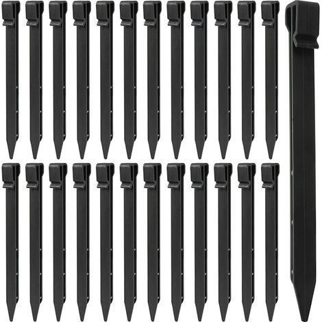 Piquets d'ancrage pour Bordure de Paysage 25 pièces , Piquets de Sol en Plastique , piquets de tente robustes , pointes d'ancrage pour tentes , planche , terrasse , bordure , jardin de pelouse , extér (1/4)