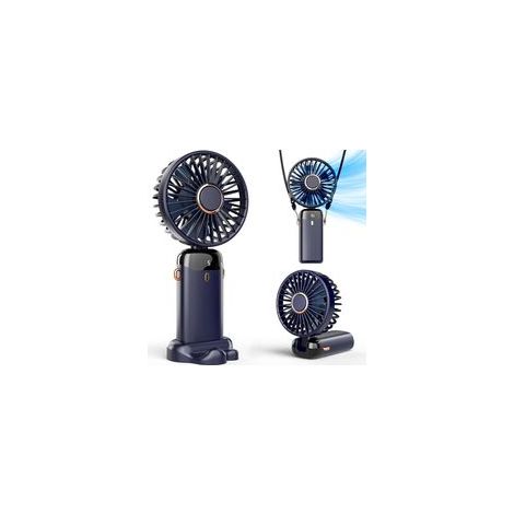 Mini Ventilateur à Main USB Portatif Portable Ventilateur De Bureau,Petit Ventilateur de 5Vitesses Avec Base,Ventilateur de Bureau Pliable Pour Bureau,Extérieur Batterie Ventilateur(Bleu foncé) (1/5)