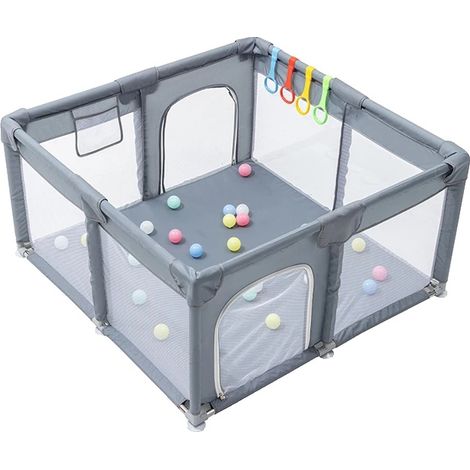 Parc pour bébé, Design sûr, Montage facile, gris 120120 avec accessoires (1/2)
