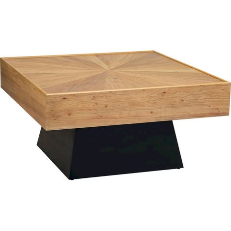 table dappoint carrée bois naturel et métal noir contemporain - bois naturel et noir profond (1/5)