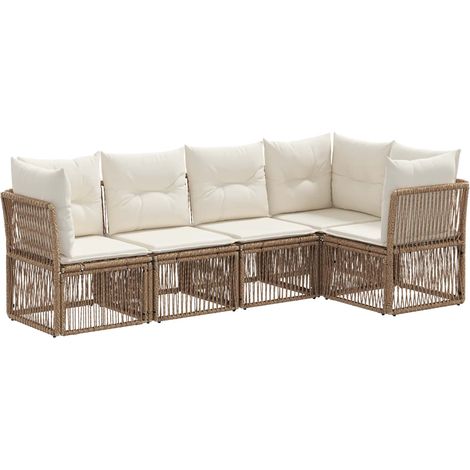 Gartensofa-set 5 pcs Beige Poly-Rattan vidaXL
