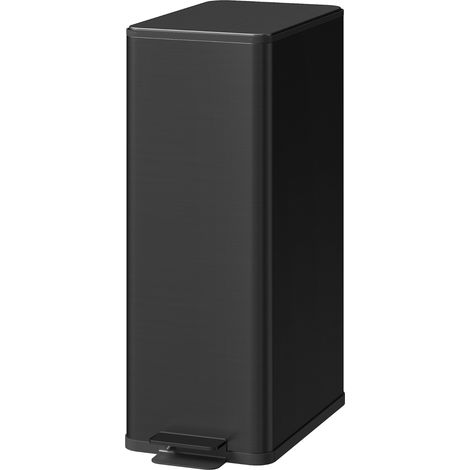 Poubelle acier inoxydable noire 20 L couvercle amorti désodorisant anti-traces