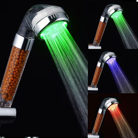 Pommeau de douche à LED 7 couleurs, modèle floral, 24 x 7,8 cm (1/5)