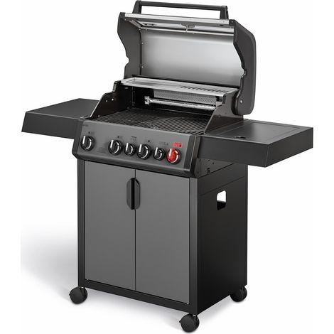 Gasgrill Hyde 4 SIKR Turbo 4 Edelstalbrenner Seitenkocher