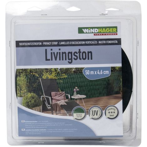 Lamelles d'occultation verticales vert 50 m x 4,6 cm – Lames en PVC – Maillage 50 mm – Livré avec 100 clips de fixation – Windhager (1/5)