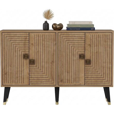 Credenza Thiene, Madia 2 Ripiani, 4 Vani, 4 Ante, 120x30x80h cm Marrone Rovere