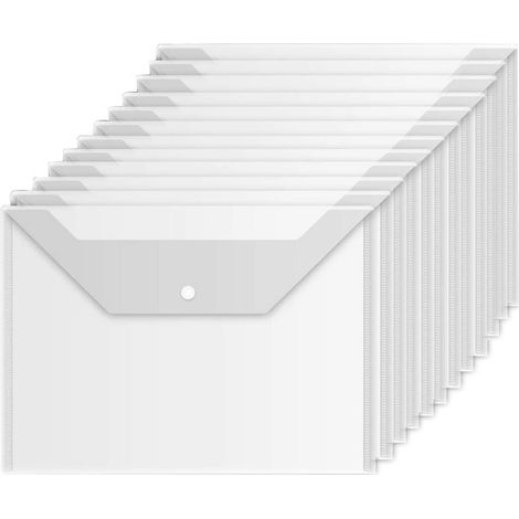 Envelope Plastique A4 - Dos Extensible 32 mm - Fermeture à Cordon - Transparent - Résistant à l’Eau et aux Déchirures - Lot de 10