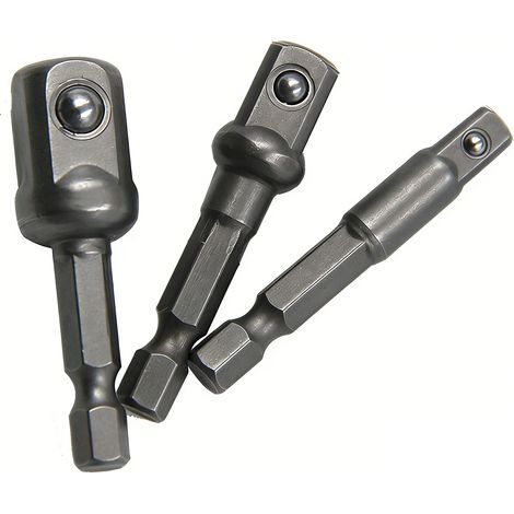 3 adaptateurs pour douilles à impact, rallonge 7,6 cm avec porte-embout, entraînements 6,35 mm, 9,5 mm, 12,7 mm (1/5)