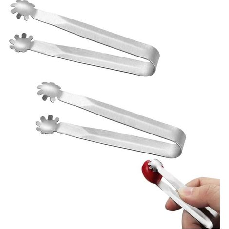 Lot de 2 pinces à glaçons miniatures en métal à manche court, parfaites pour les petits glaçons de thé sucré, seaux à glaçons et accessoires de bar (1/5)