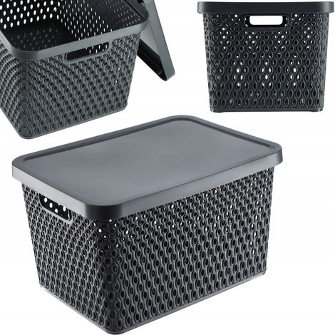 KADAX Korb mit Deckel, Organizer, Aufbewahrungsbox, 18 l