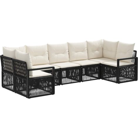 Conjunto de sofás de jardín 7 uds. 7-Número de plazas Negro vidaXL (1/5)