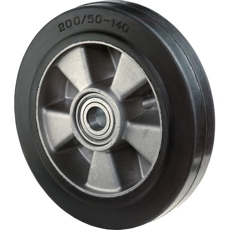 Ruota di ricambio D.200mm Trgf.450kg Gomma nera Asse-D.20mm Diametro mozzo 60mm