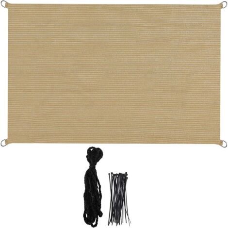 Voile d'ombrage 3x3m Rectangulaire Imperméable à l'eau PES Toile d'ombrage blanc cassé avec 95% de Protection UV pour Patio Extérieur Jardin (1/4)