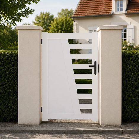 Portillon battant manuel PVC blanc CAMBRAI L 100 x H 160 cm - poignée à droite