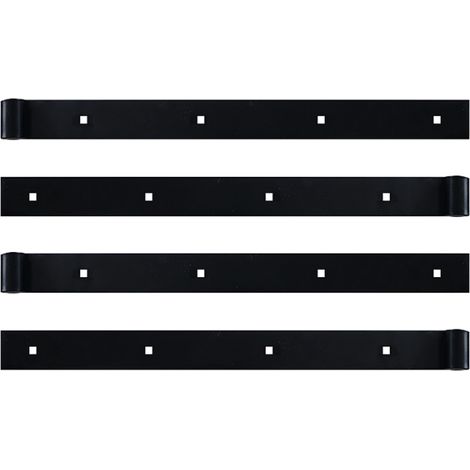 Store Menuiserie – Pentures droite 4 pièces 450 mm – Acier noir pour volets battants bois ou PVC – 4 trous de fixation carrés 7,5 mm